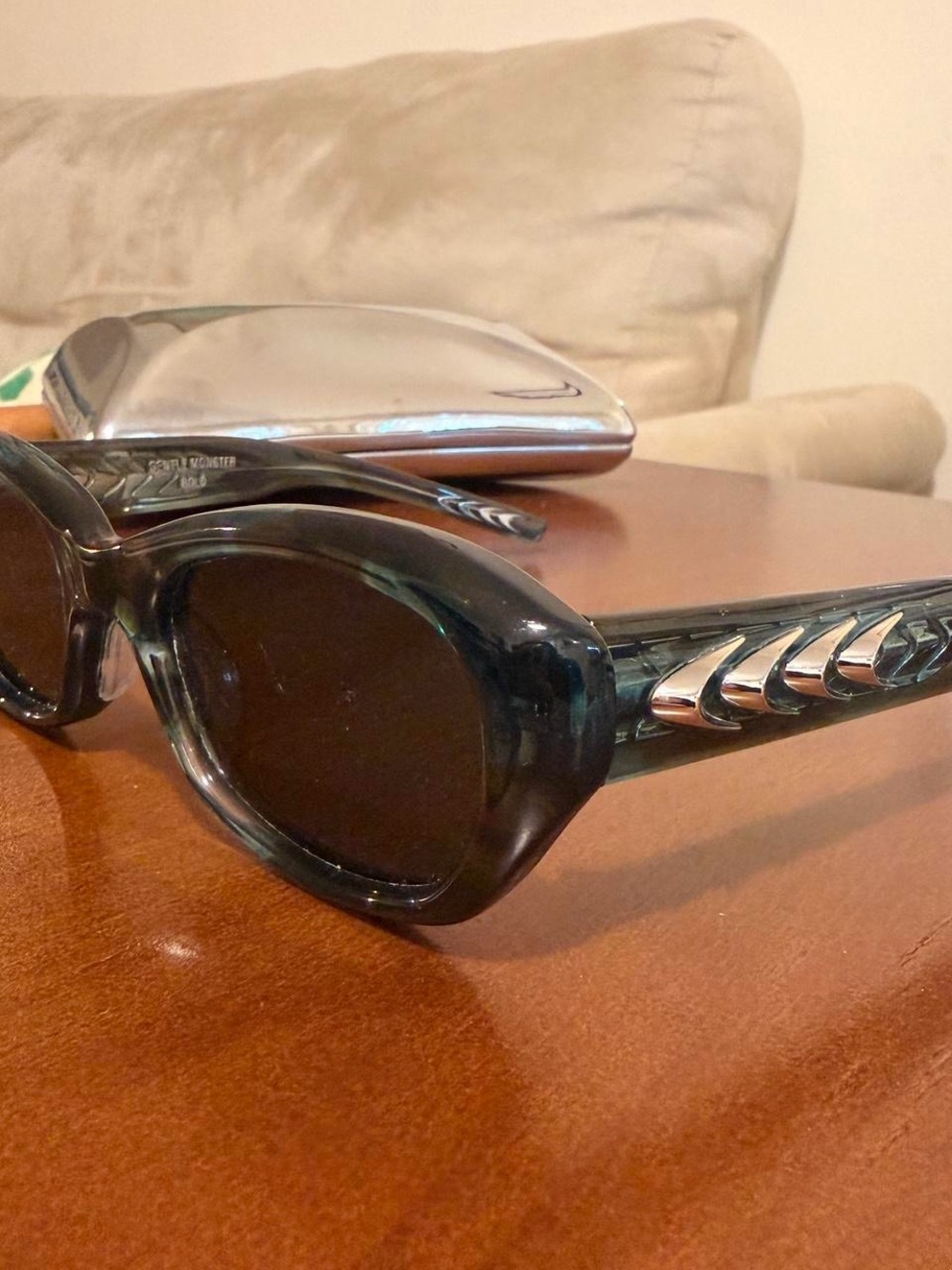 Men's Black Sunglasses with Silver Accent Temples